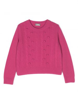 Maglione ricamata di lana Il Gufo rosa