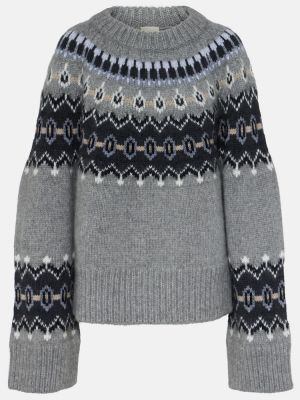 Кашмирен пуловер от мохер Khaite сиво