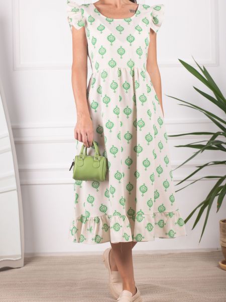 Dlouhé šaty na zips s volánmi Armonika zelená