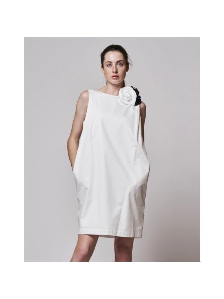Mini vestido de raso sin mangas Douuod Woman blanco