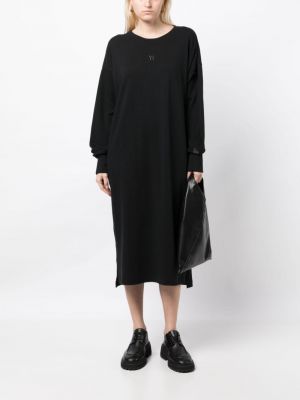 Kleid mit stickerei aus baumwoll Y's schwarz