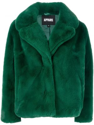 Пальто с мехом оверсайз Apparis, зеленое