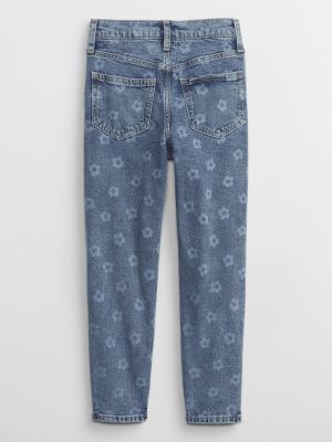 Kvetinové džínsy s vysokým pásom Gap modrá