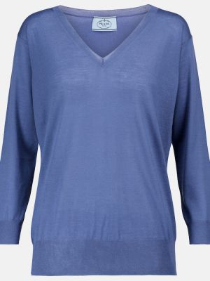 Sweter wełniany Prada niebieski
