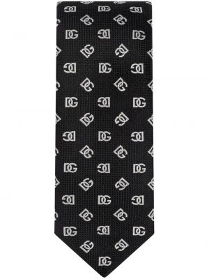 Žakardinis šilkinis kaklaraištis Dolce & Gabbana juoda