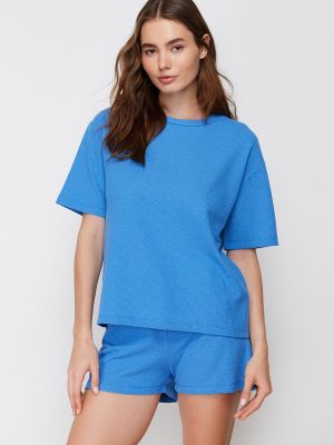 Плетена пижама Trendyol синьо