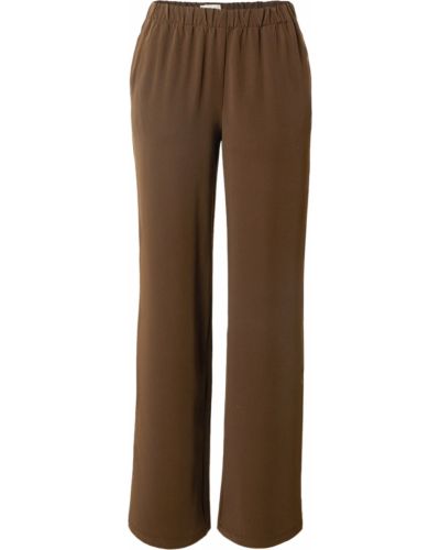 Jednofarebné nohavice s vysokým pásom s opaskom Modström - hnedá