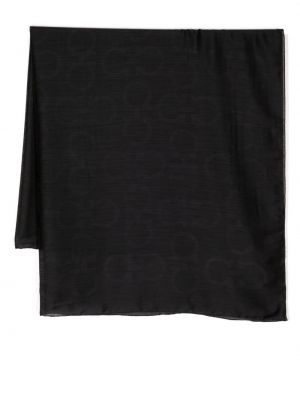 Kašmírový hedvábný šál s potiskem Ferragamo černý
