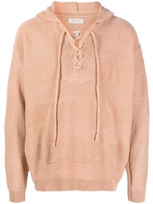 Плетен пуловер с качулка Nick Fouquet розово