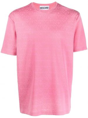 Тениска с принт Moschino розово