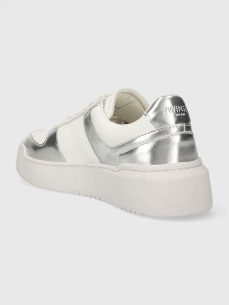 Bőr sneakers Twinset ezüstszínű