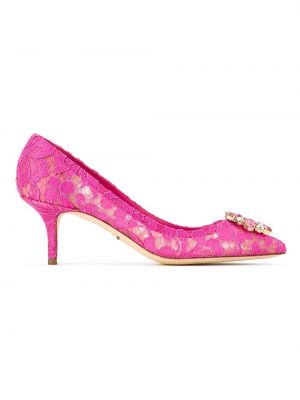 Кружевные лодочки на шнуровке Dolce & Gabbana, розовый