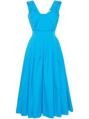 Sukienka midi bawełniana plisowana Alexander Mcqueen niebieska