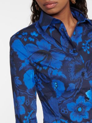 Kvetinová bavlnená košeľa Etro modrá