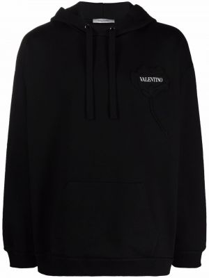 Gėlėtas džemperis su gobtuvu Valentino Garavani juoda