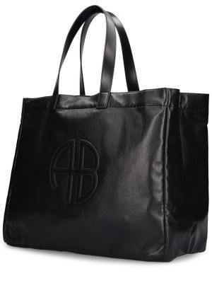 Кожени шопинг чанта Anine Bing черно