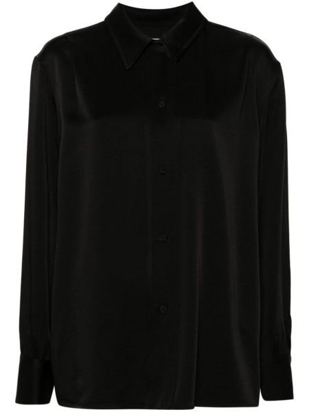 Σατέν μακρύ πουκάμισο Jil Sander μαύρο