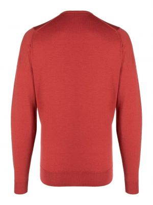 Bluza bawełniana z okrągłym dekoltem John Smedley czerwona