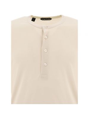 Camiseta con botones de algodón lyocell Tom Ford beige