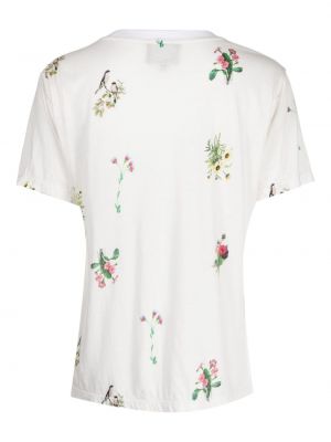 Raštuotas gėlėtas medvilninis marškinėliai Cynthia Rowley balta