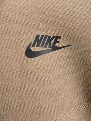 Fleecová mikina s kapucňou na zips Nike khaki