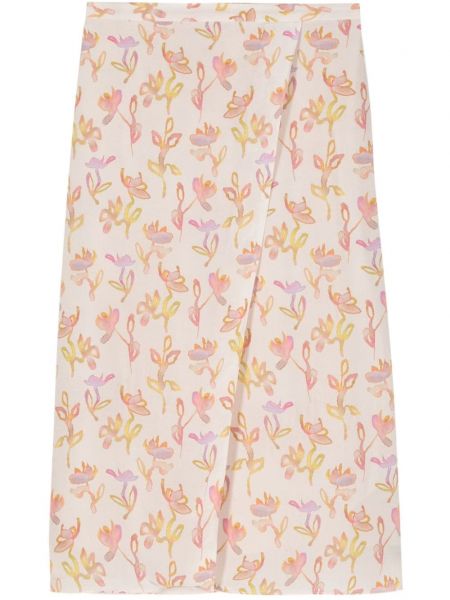 Midi suknja s cvjetnim printom s printom Ps Paul Smith ružičasta