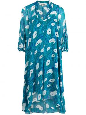 Šifonové šaty s potiskem Dvf Diane Von Furstenberg modré