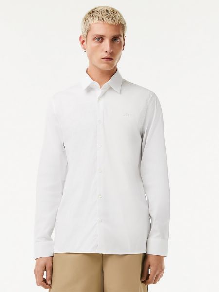 Camisa slim fit de algodón Lacoste blanco
