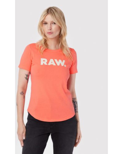 Slim fit tričko s hvězdami G-star Raw oranžové