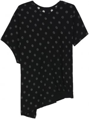 Aszimmetrikus pöttyös póló nyomtatás Y's fekete