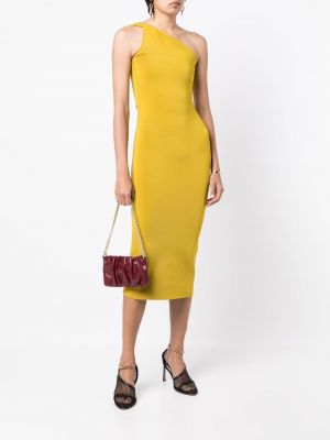 Φόρεμα με έναν ώμο Galvan London κίτρινο
