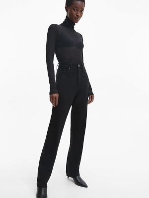 Прямі джинси з високою талією Calvin Klein чорні