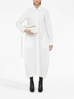 Bavlněné dlouhé šaty Jil Sander bílé