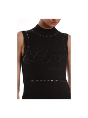 Mini vestido con perlas sin mangas de algodón Love Moschino negro