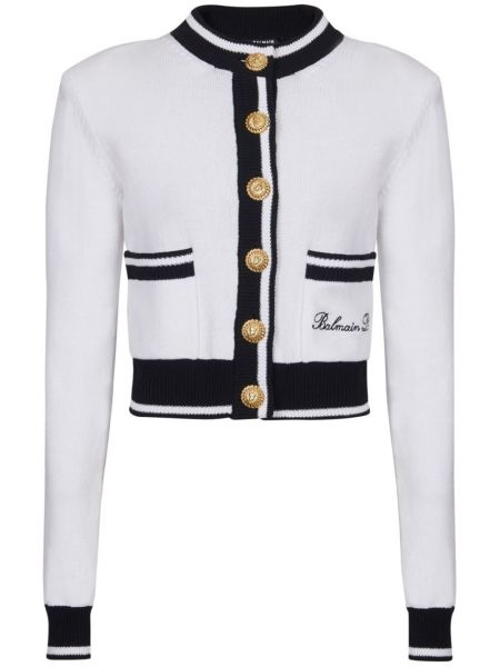 Striktrøje med broderier Balmain hvid