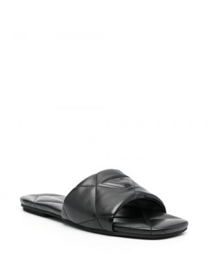 Prošívané kožené sandály Emporio Armani černé