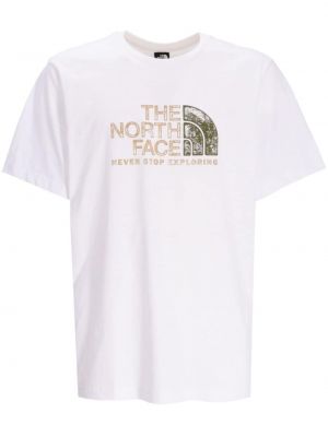 Bavlnené tričko s potlačou The North Face biela
