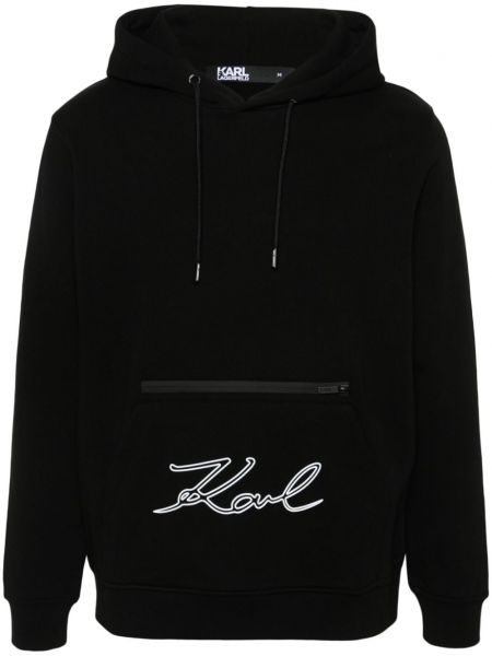 Kokvilnas kapučdžemperis Karl Lagerfeld melns