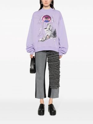 Raštuotas medvilninis džemperis Msgm violetinė