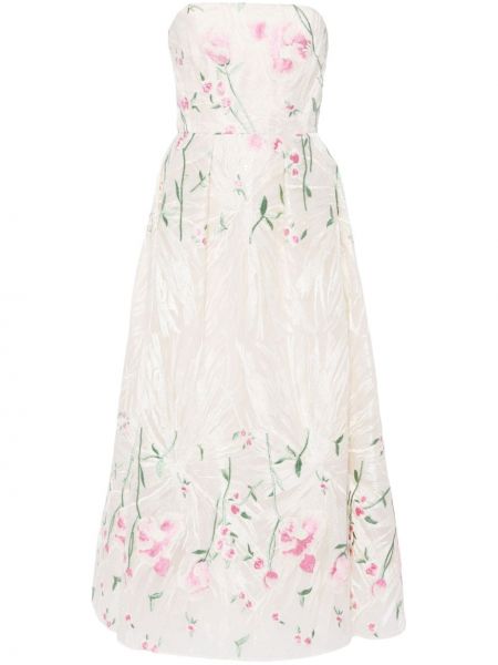 Večernja haljina s cvjetnim printom od tila Elie Saab bijela