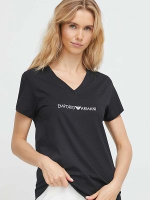 Памучна тениска Emporio Armani Underwear черно