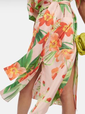Hodvábne midi šaty s potlačou Carolina Herrera ružová