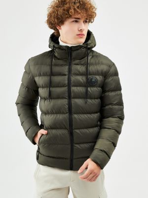 Fleecový zimní kabát s kapucí River Club khaki