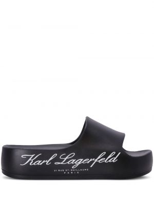 Polobotky bez podpatku s potiskem Karl Lagerfeld černé