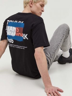 Тениска с дълъг ръкав с принт Tommy Jeans черно