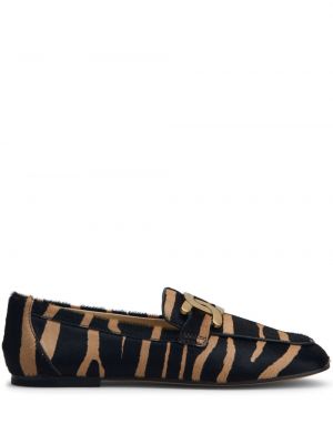 Pantofi loafer cu blană cu imagine cu dungi de tigru Tod's
