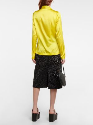 Копринена сатенена блуза Dries Van Noten жълто