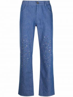 Straight leg jeans con cristalli Viktor & Rolf blu