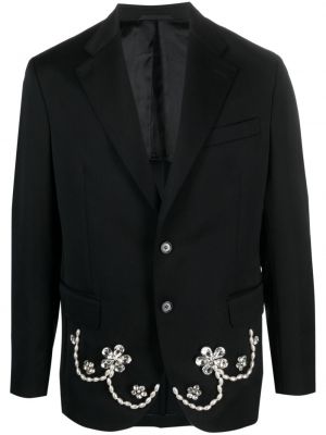 Krištáľové kvetinové sako s výšivkou Simone Rocha čierna