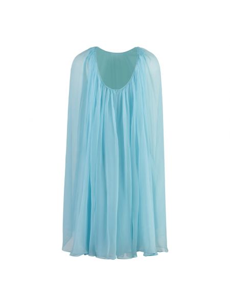 Jedwabna sukienka mini z kokardką Max Mara niebieska